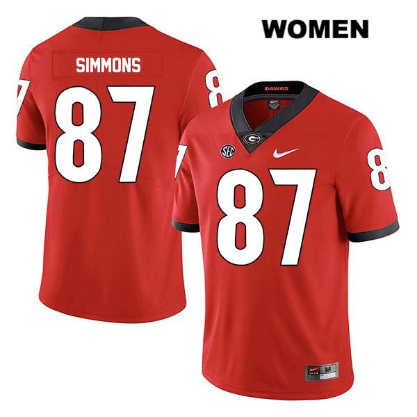 Georgia Bulldogs Women's Tyler Simmons #87 NCAA Legend Authentic Red Nike Stitched College Football Jersey BGK0056WR